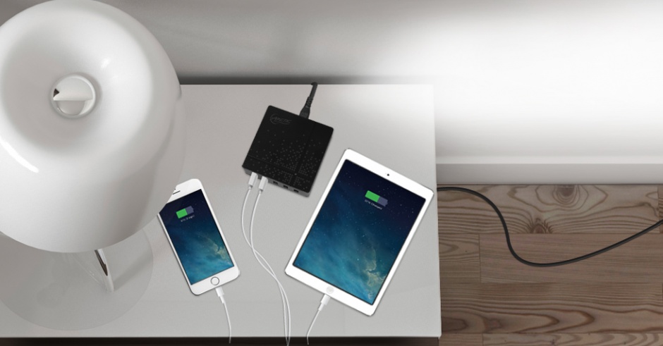 Imagine Incarcator priza 1x USB Quick/Fast Charge 2.0 (incarcare rapida) & 4 x USB Smart Charge, 8000mA & 40W